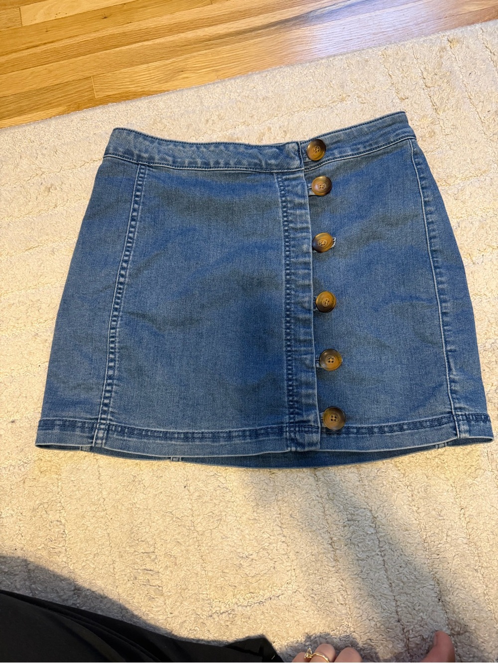 Free People Blue Denim Button-Up Mini Skirt